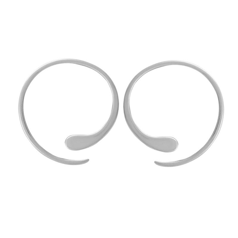 Boma Jewelry Sterling Silver Pull Through Hoop Earrings (Medium Silver) - Image 1